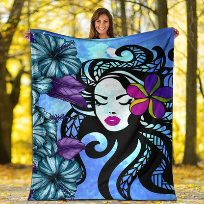 Hawaii Premium Blanket Hibiscus Polynesian Hula Girl