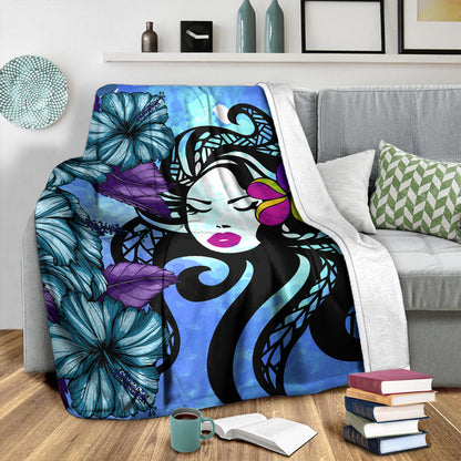 Hawaii Premium Blanket Hibiscus Polynesian Hula Girl