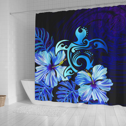 Hawaii Shower Curtain Hibiscus Tropical Deep Ocean Turtle Sea