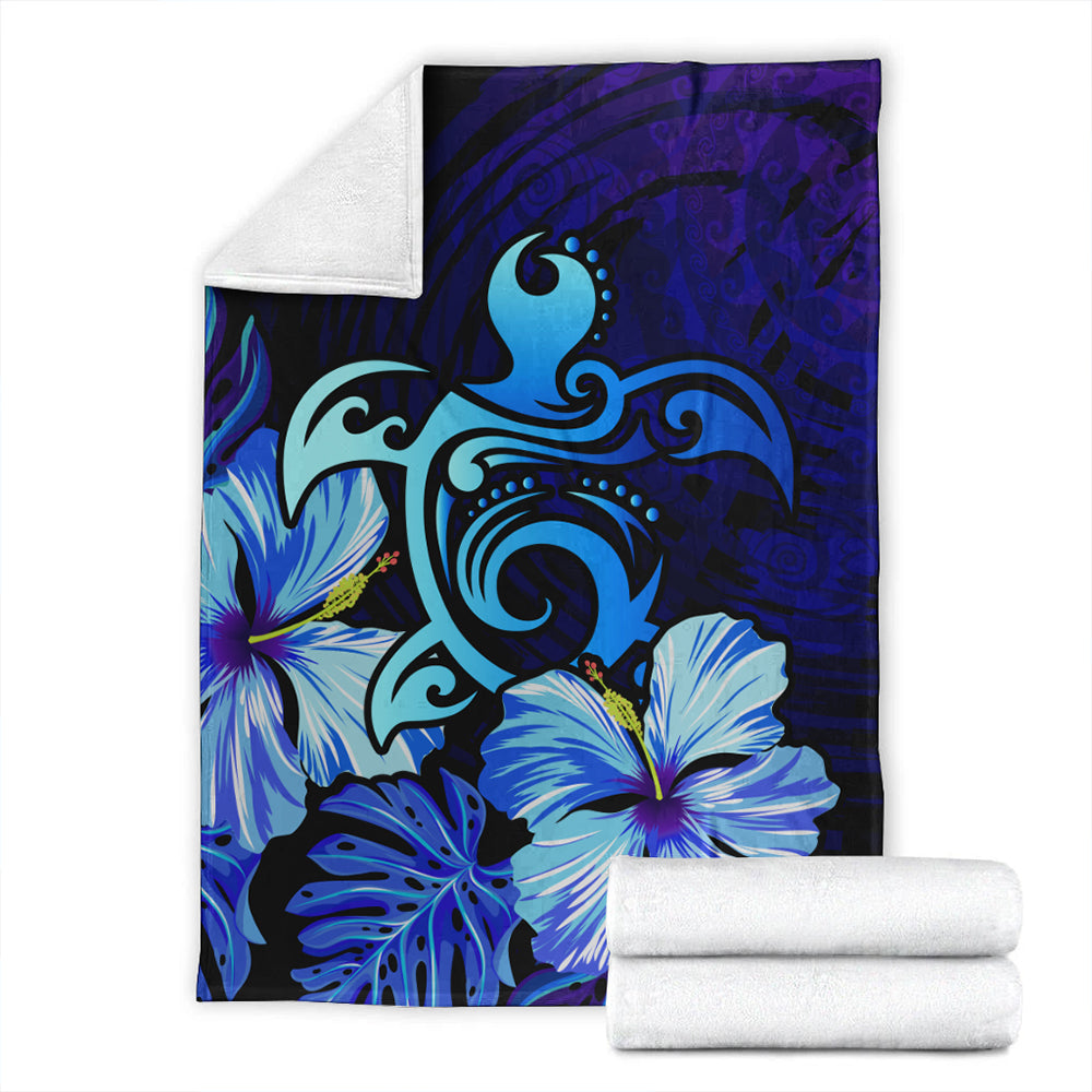 Hawaii Premium Blanket Hibiscus Tropical Deep Ocean Turtle Sea