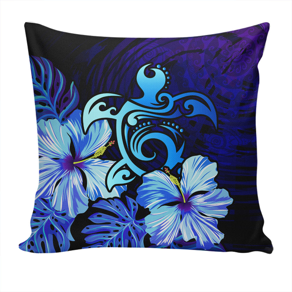 Hawaii Pillow Cover Hibiscus Tropical Deep Ocean Turtle Sea