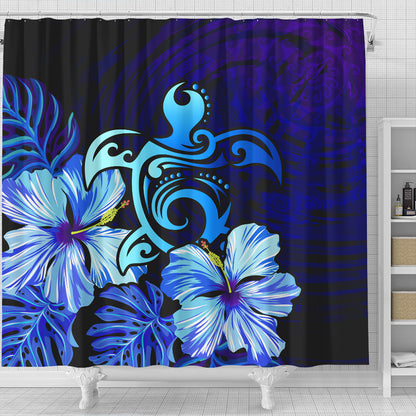 Hawaii Shower Curtain Hibiscus Tropical Deep Ocean Turtle Sea