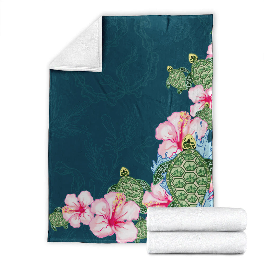 Hawaii Premium Blanket Hibiscus Turtle Dance