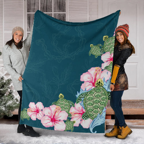 Hawaii Premium Blanket Hibiscus Turtle Dance