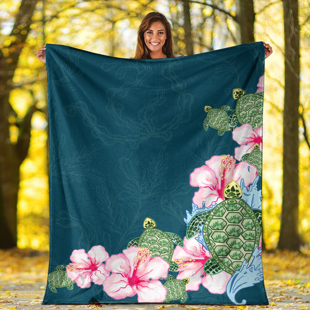 Hawaii Premium Blanket Hibiscus Turtle Dance