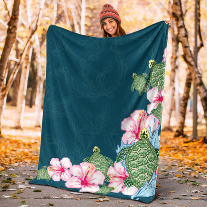 Hawaii Premium Blanket Hibiscus Turtle Dance