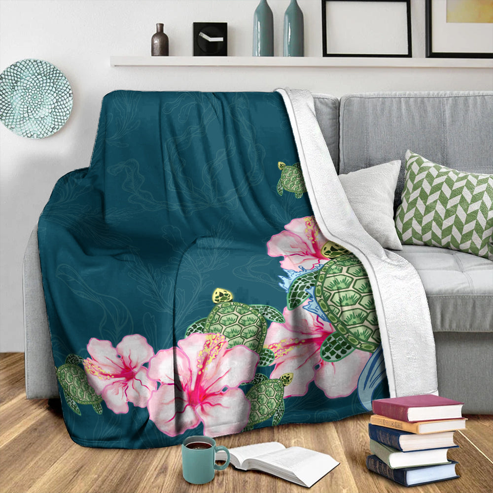 Hawaii Premium Blanket Hibiscus Turtle Dance