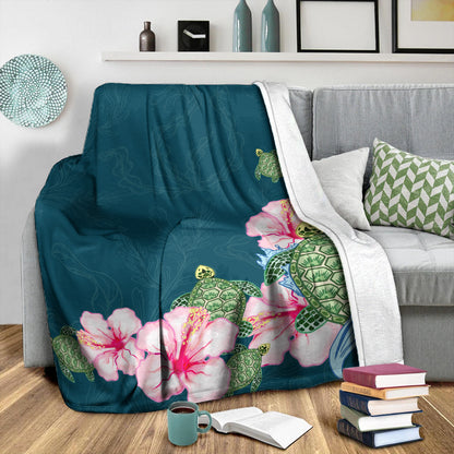Hawaii Premium Blanket Hibiscus Turtle Dance