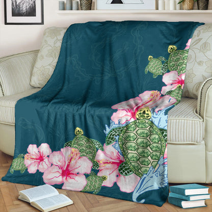 Hawaii Premium Blanket Hibiscus Turtle Dance