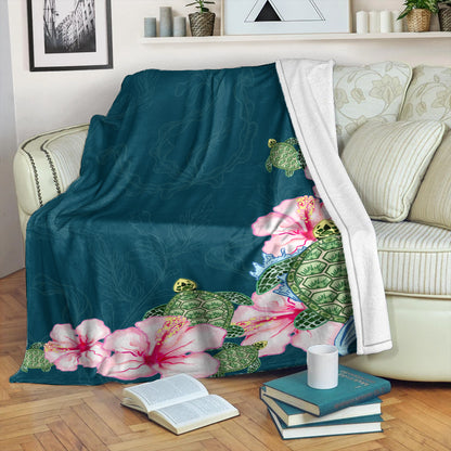 Hawaii Premium Blanket Hibiscus Turtle Dance