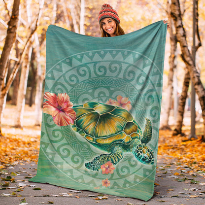 Hawaii Premium Blanket Hibiscus Turtle Swimming