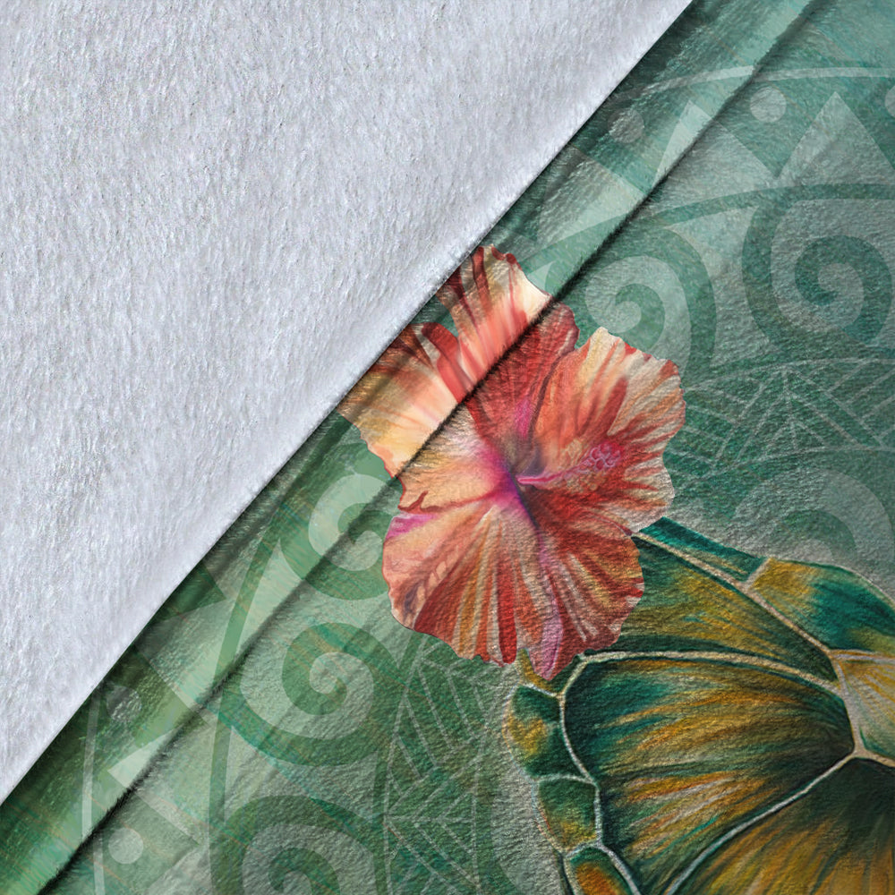 Hawaii Premium Blanket Hibiscus Turtle Swimming