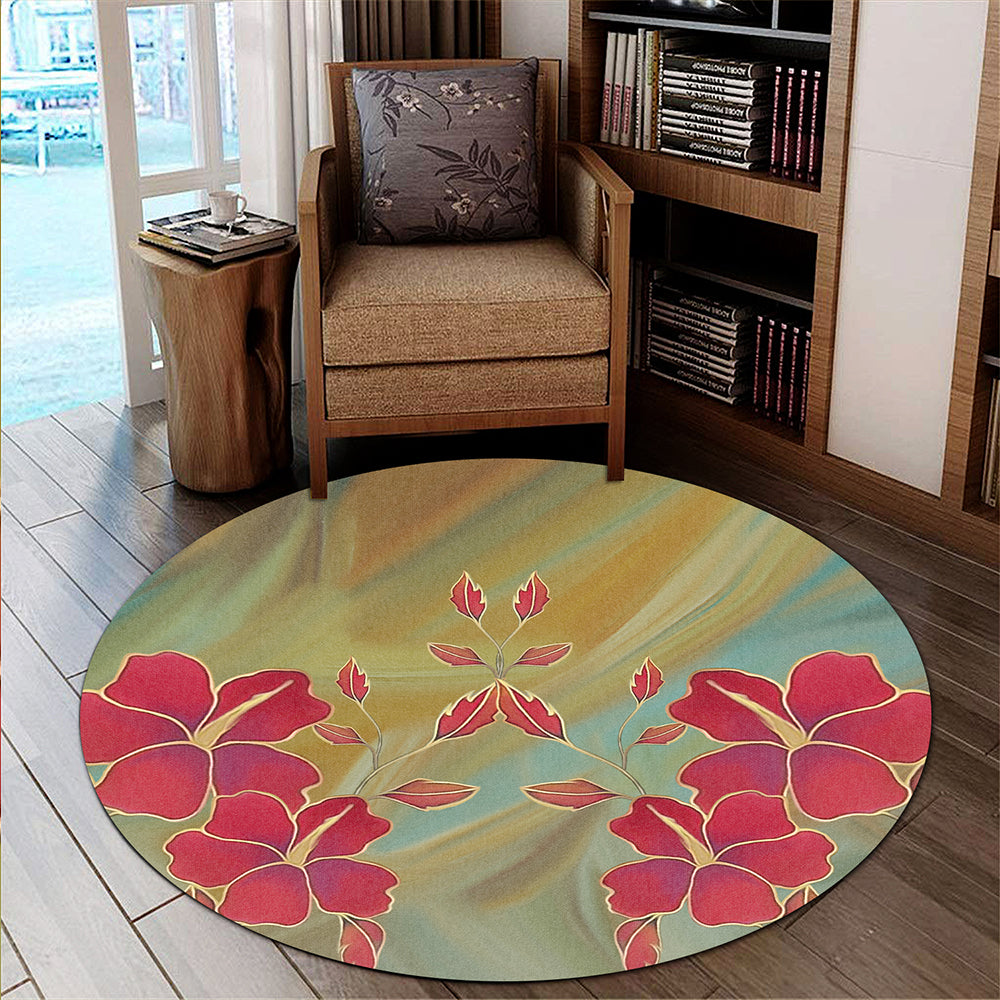 Hawaii Round Rug Hibiscus Water Color
