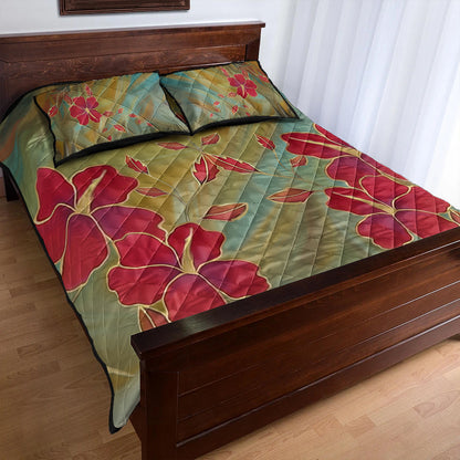 Hawaii Quilt Bed Set Hibiscus Water Color