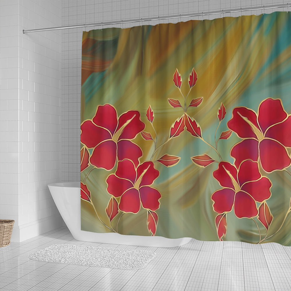 Hawaii Shower Curtain Hibiscus Water Color