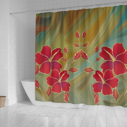 Hawaii Shower Curtain Hibiscus Water Color