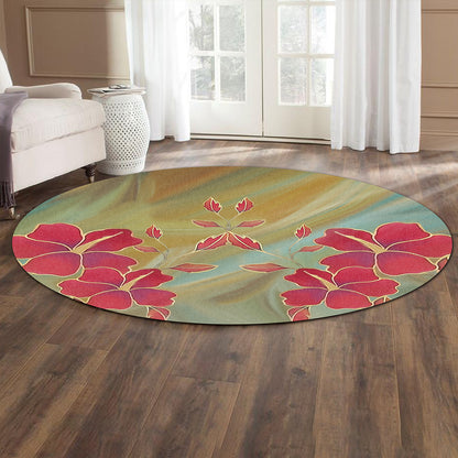 Hawaii Round Rug Hibiscus Water Color