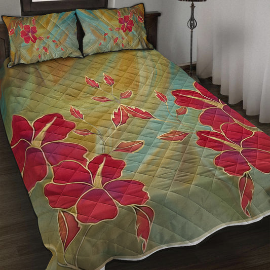 Hawaii Quilt Bed Set Hibiscus Water Color