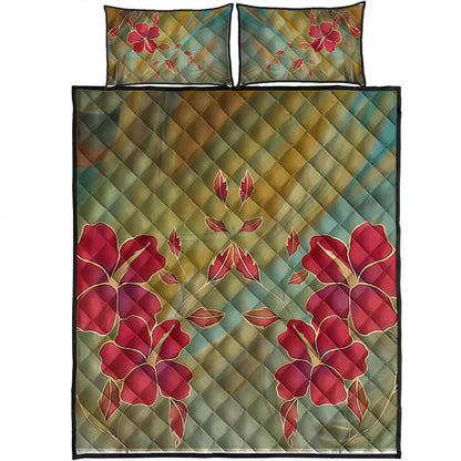 Hawaii Quilt Bed Set Hibiscus Water Color