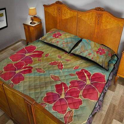 Hawaii Quilt Bed Set Hibiscus Water Color