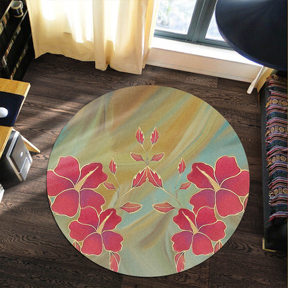 Hawaii Round Rug Hibiscus Water Color