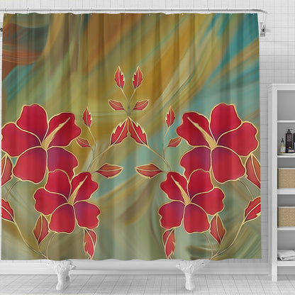 Hawaii Shower Curtain Hibiscus Water Color