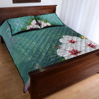 Hawaii Quilt Bed Set Hibiscus White Flower Gleeful