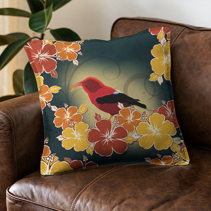 Hawaii Pillow Cover Honeycreeper Hibiscus