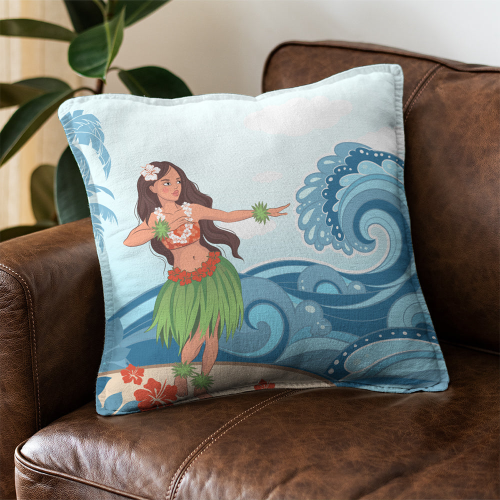 Hawaii Pillow Cover Hula Dance Cartoon