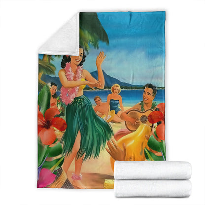 Hawaii Premium Blanket Hula Dance On Beach