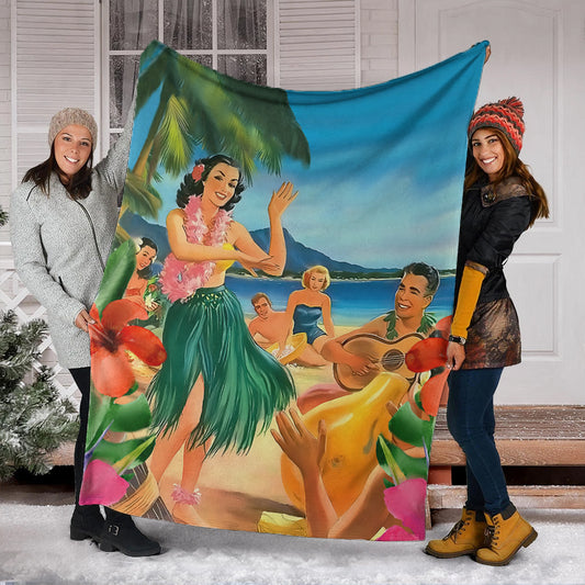 Hawaii Premium Blanket Hula Dance On Beach