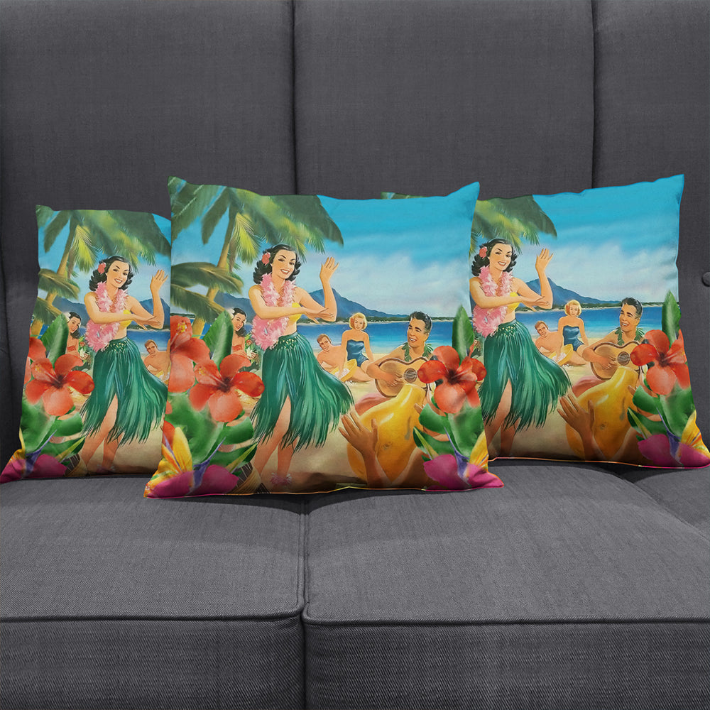 Hawaii Pillow Cover Hula Dance On Beach