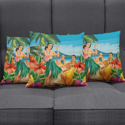 Hawaii Pillow Cover Hula Dance On Beach