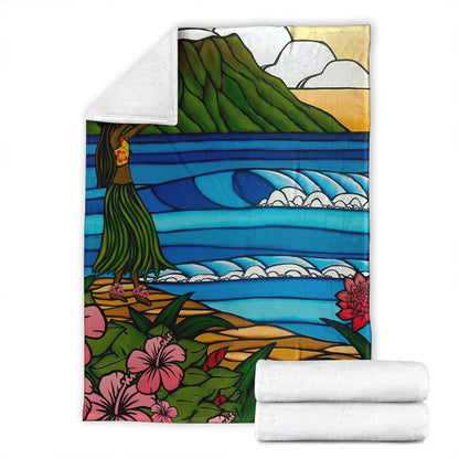 Hawaii Premium Blanket Hula Girl Dance Picture