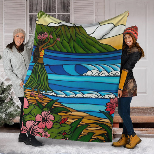 Hawaii Premium Blanket Hula Girl Dance Picture