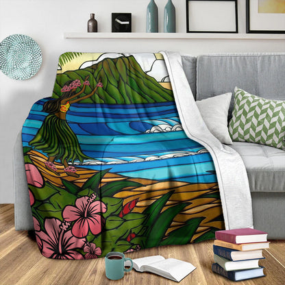 Hawaii Premium Blanket Hula Girl Dance Picture