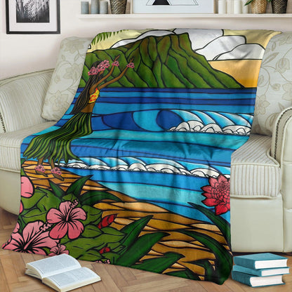 Hawaii Premium Blanket Hula Girl Dance Picture