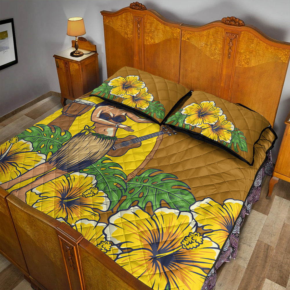 Hawaii Quilt Bed Set Hula Girl Dance Tradition