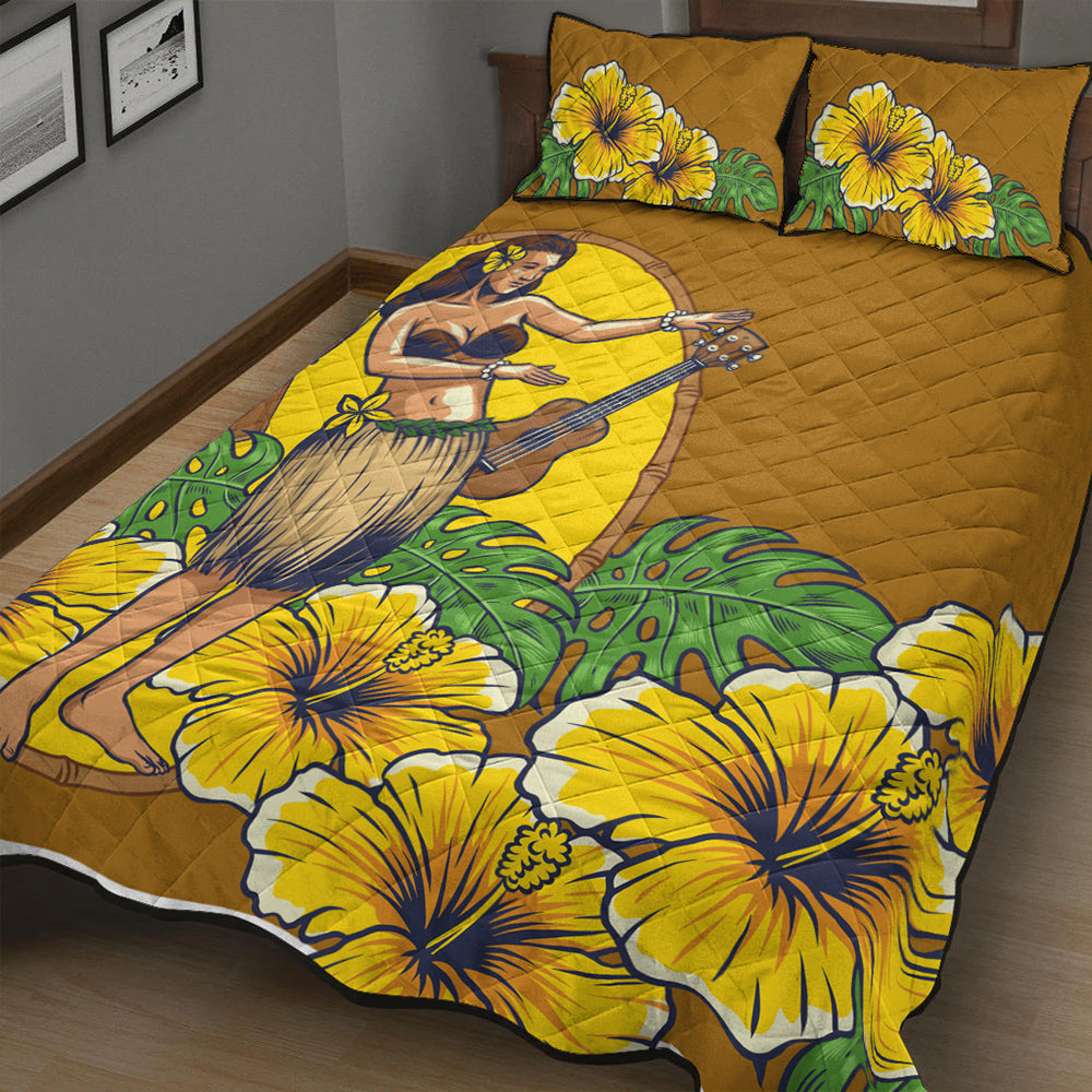 Hawaii Quilt Bed Set Hula Girl Dance Tradition