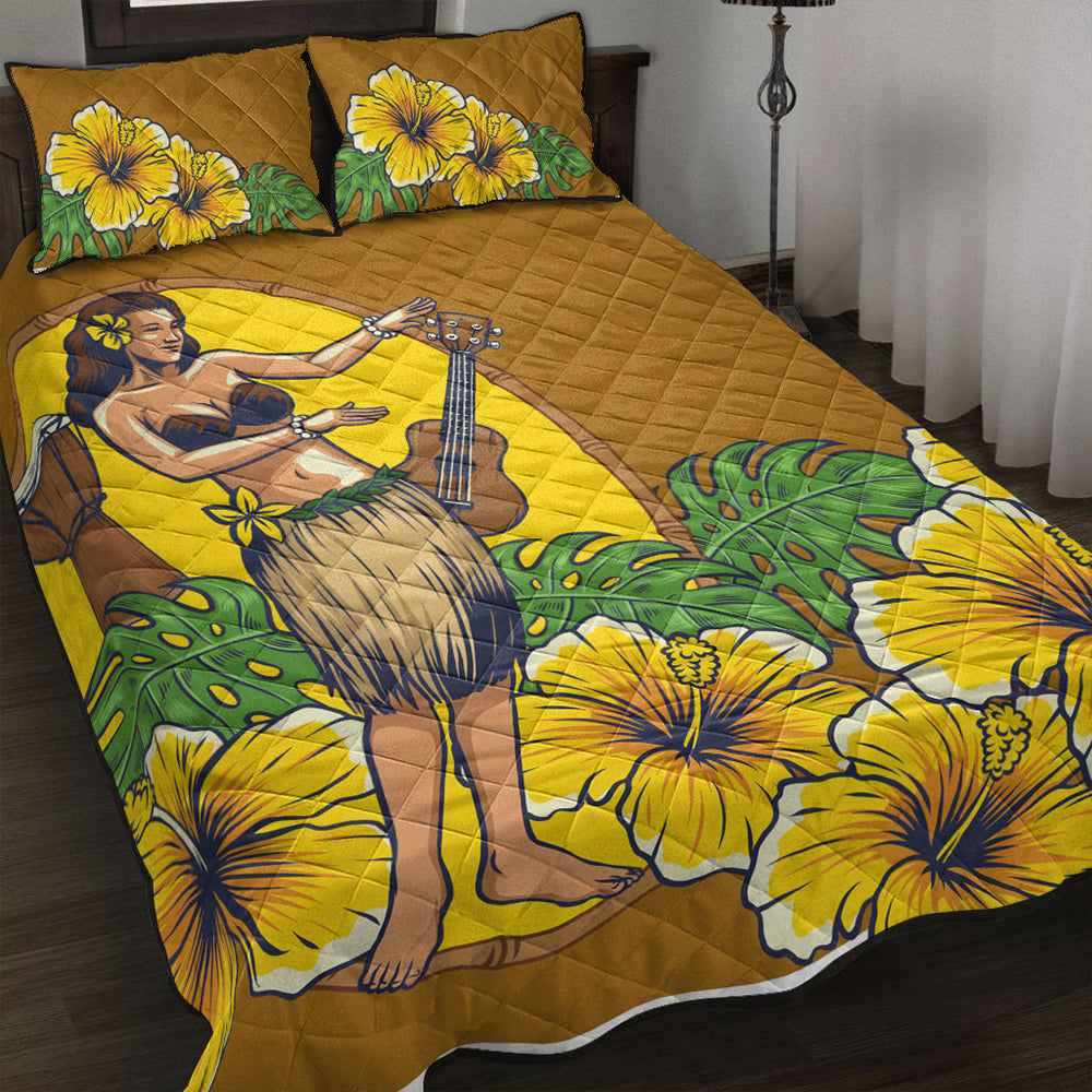 Hawaii Quilt Bed Set Hula Girl Dance Tradition