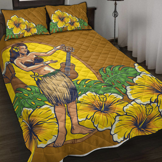 Hawaii Quilt Bed Set Hula Girl Dance Tradition