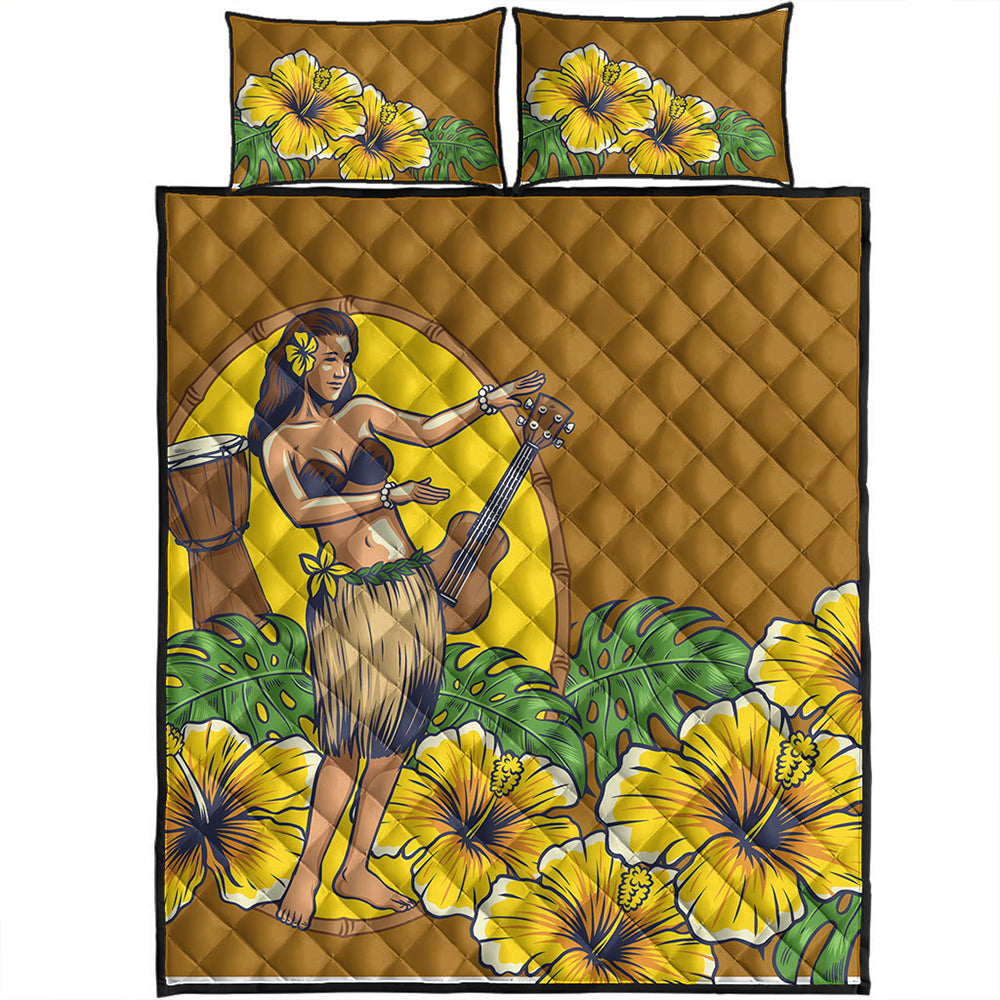 Hawaii Quilt Bed Set Hula Girl Dance Tradition