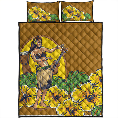 Hawaii Quilt Bed Set Hula Girl Dance Tradition