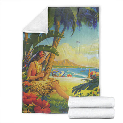 Hawaii Premium Blanket Hula Girl Hola Beach