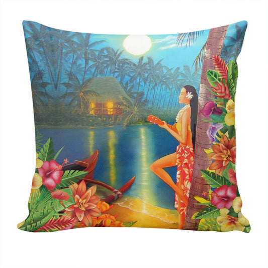 Hawaii Pillow Cover Hula Girl Sing In Village
