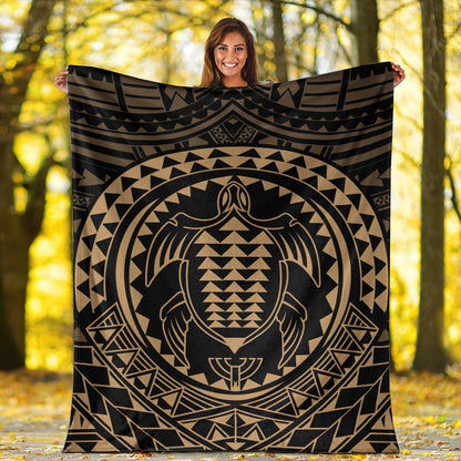 Hawaii Premium Blanket Kakau Honu Arc Polynesian Gold