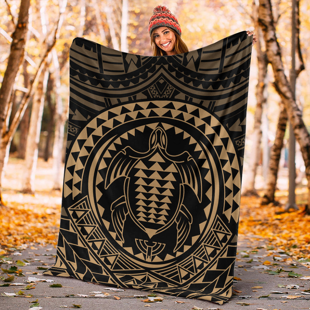 Hawaii Premium Blanket Kakau Honu Arc Polynesian Gold