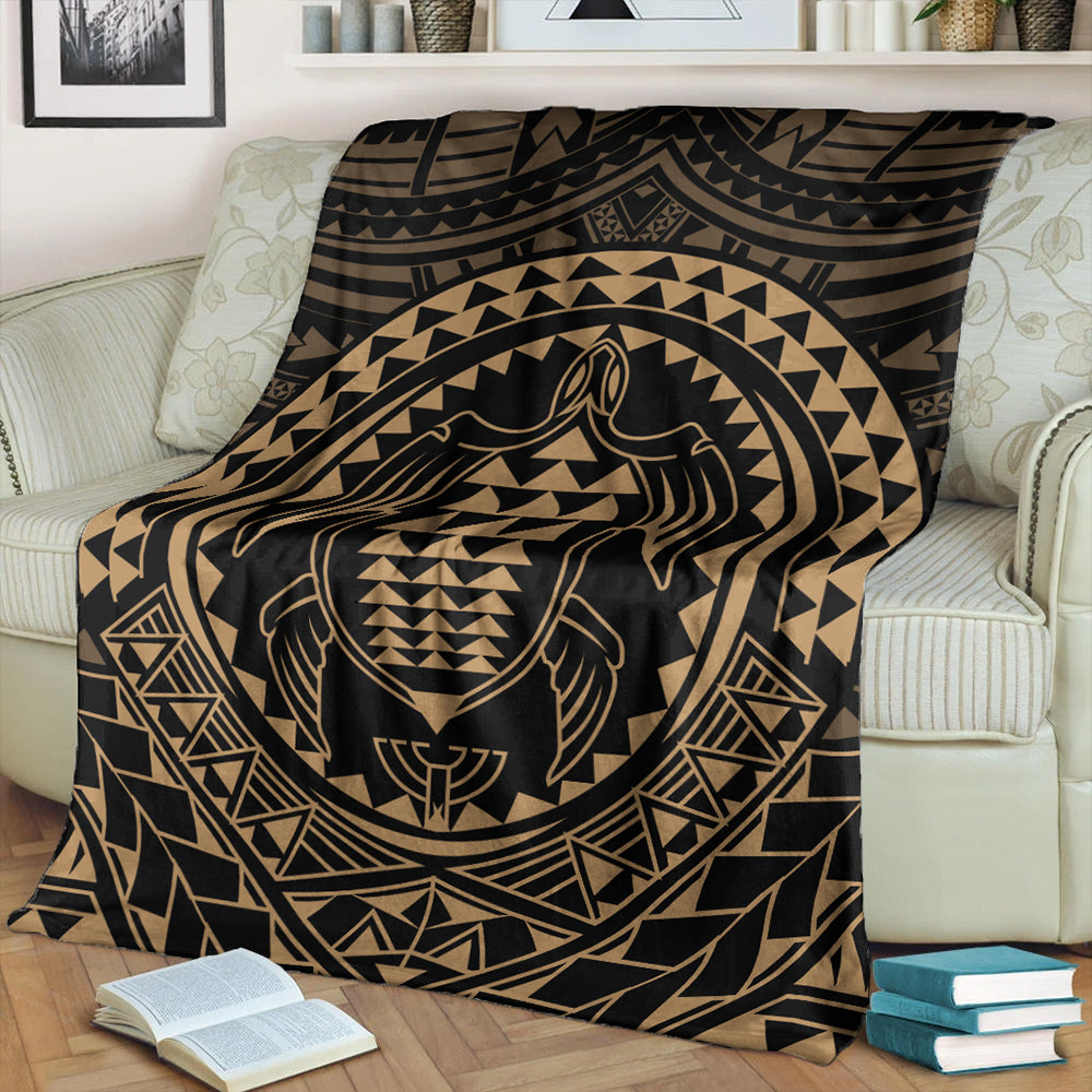 Hawaii Premium Blanket Kakau Honu Arc Polynesian Gold