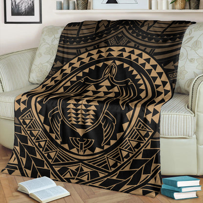 Hawaii Premium Blanket Kakau Honu Arc Polynesian Gold