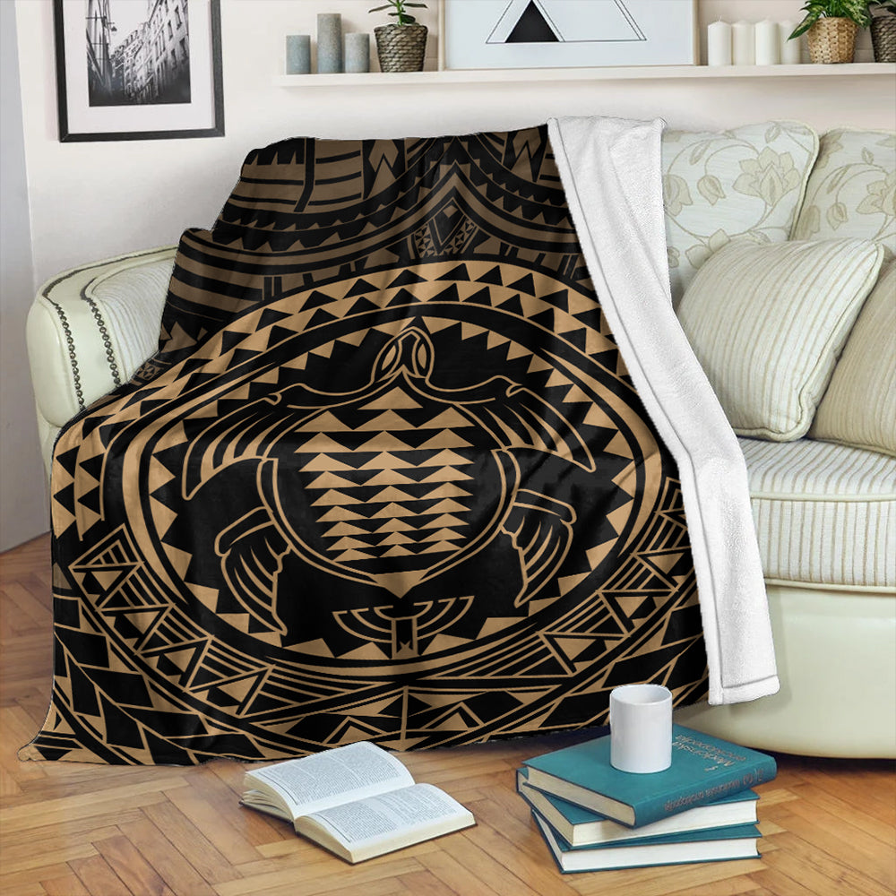 Hawaii Premium Blanket Kakau Honu Arc Polynesian Gold
